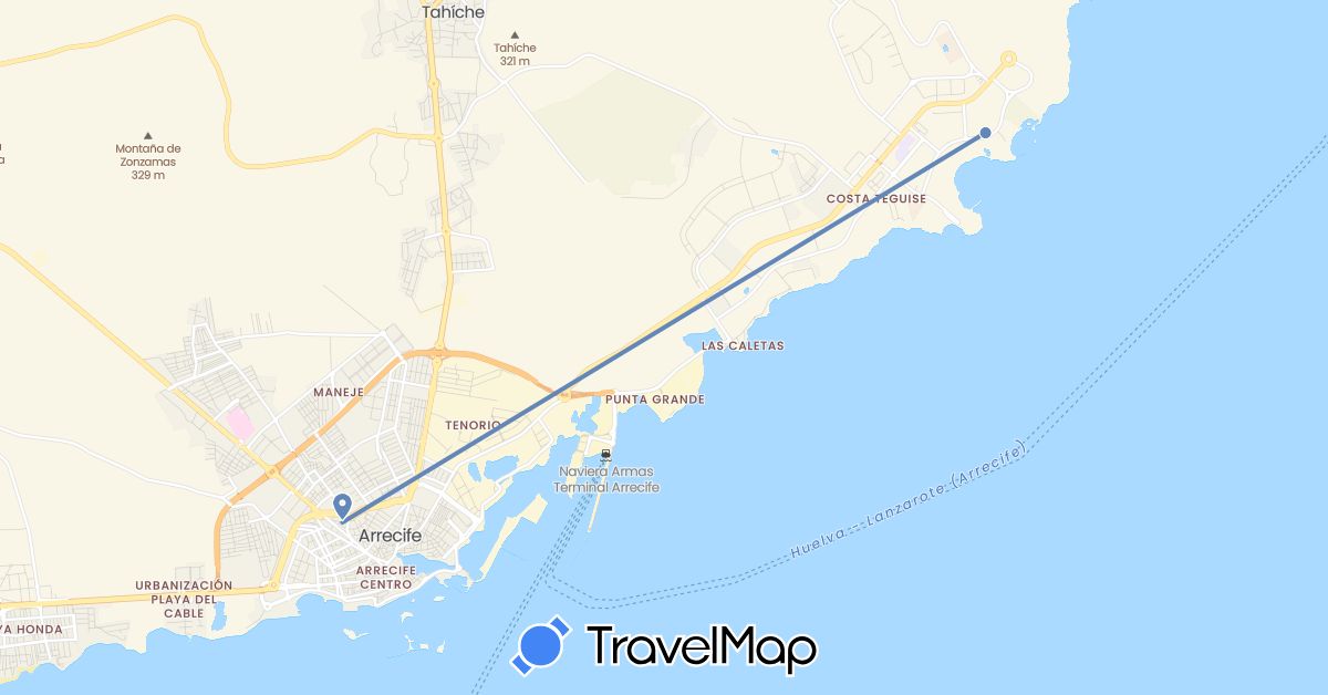 TravelMap itinerary: plane, cycling in Spain (Europe)